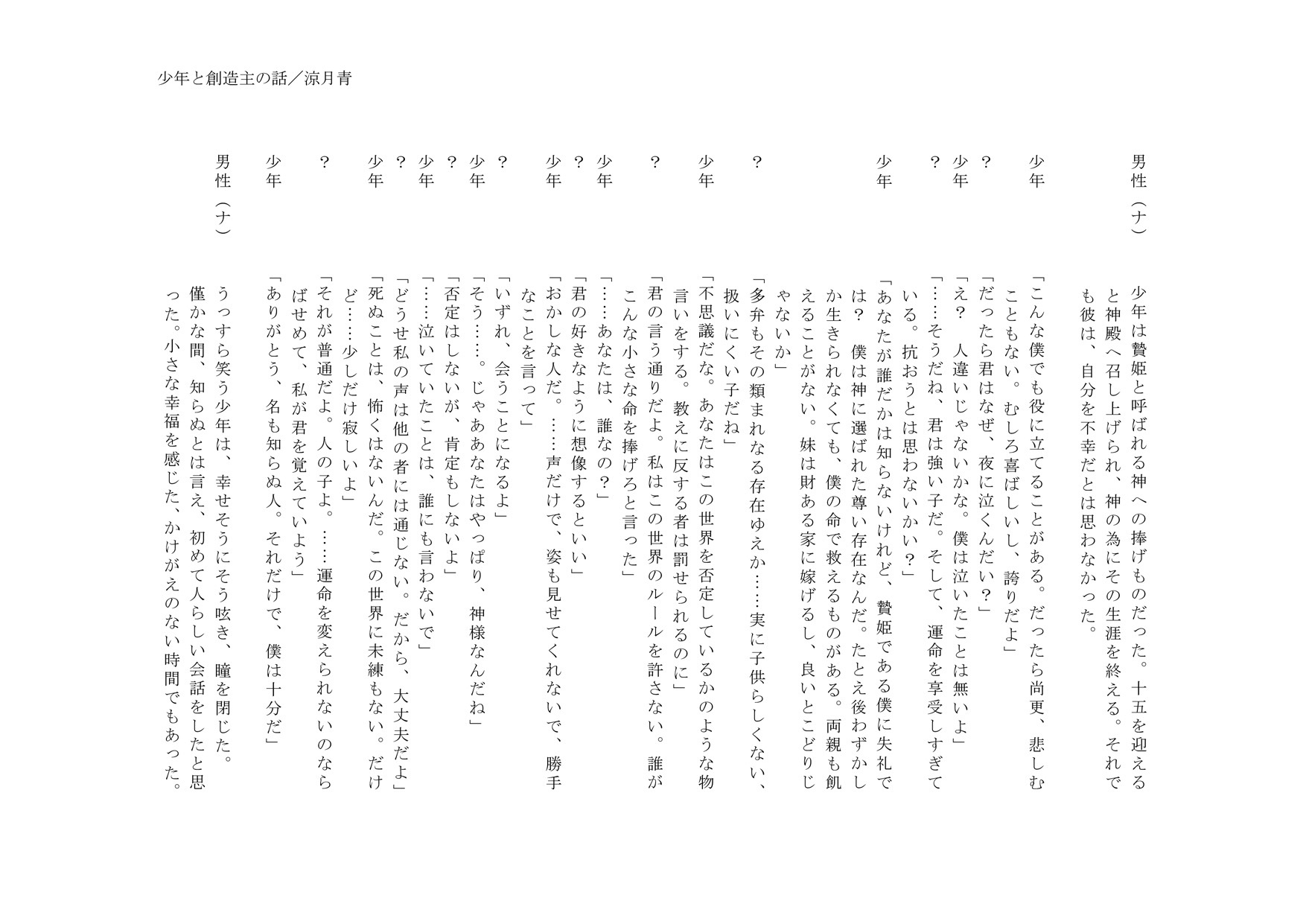 朗読用台本を書きます 一人声劇などで使えるショート台本をお作り致します！｜小説・シナリオ・出版物の作成 ココナラ